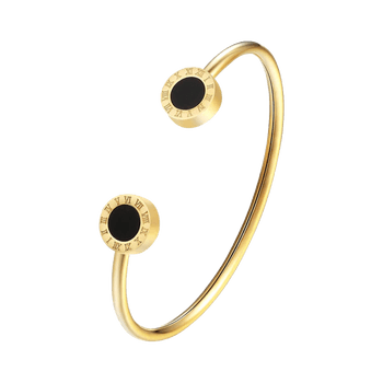 Roman Numerals Black Enamel Bangle image