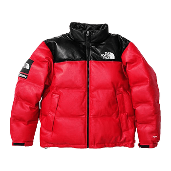 Leather Nuptse Jacket Red image