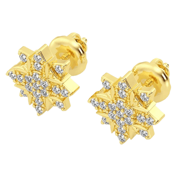 8 Point Star Stud Diamond Earrings 14k image