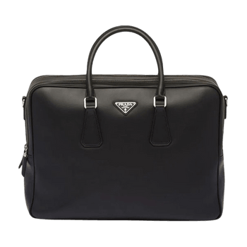 Triangle-Logo Saffiano Leather Briefcase image